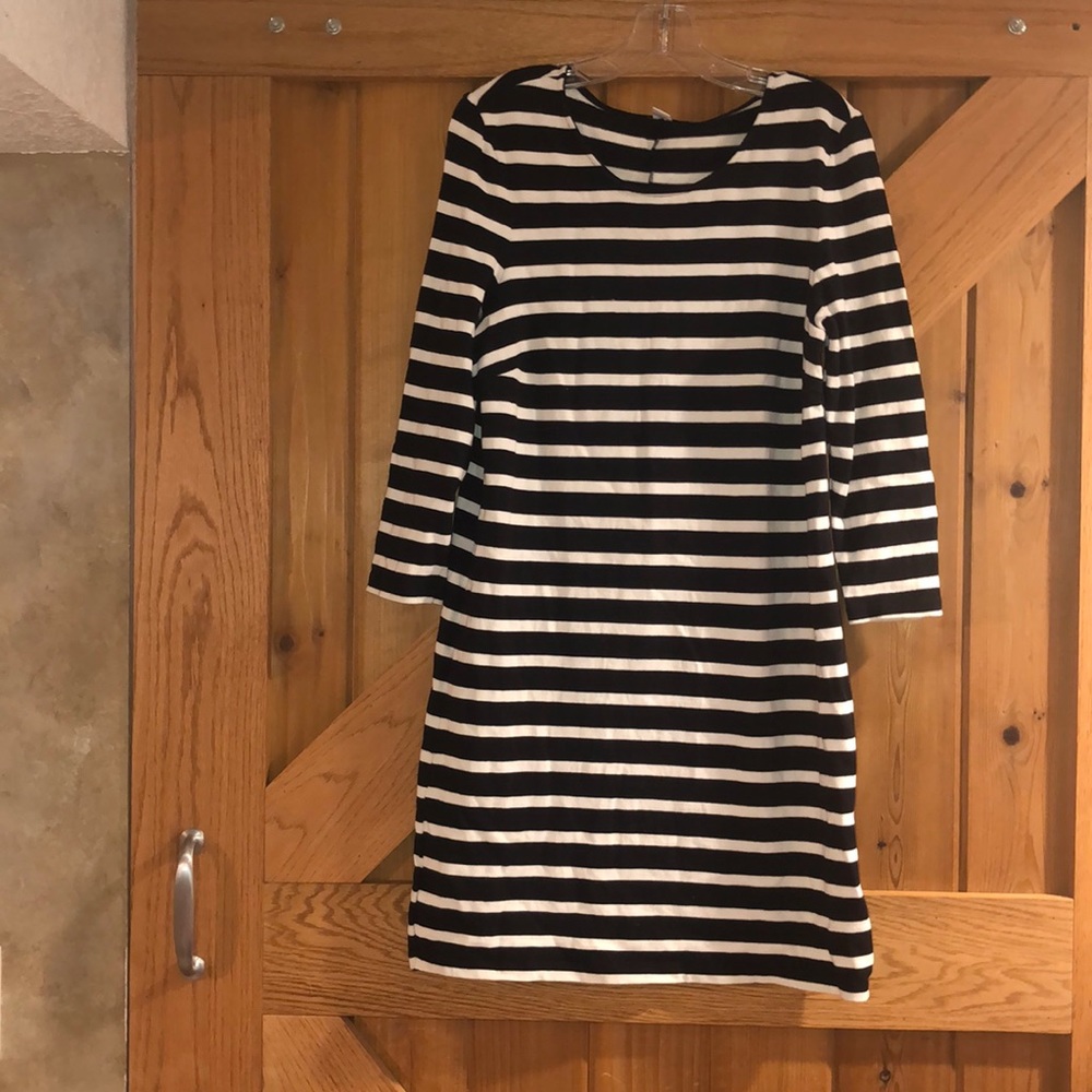 Black and white striped dress